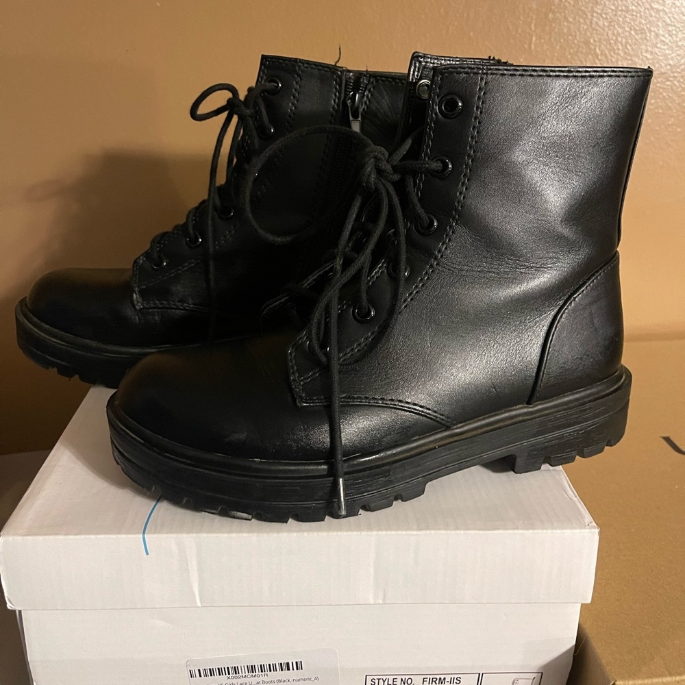 Black combat boots